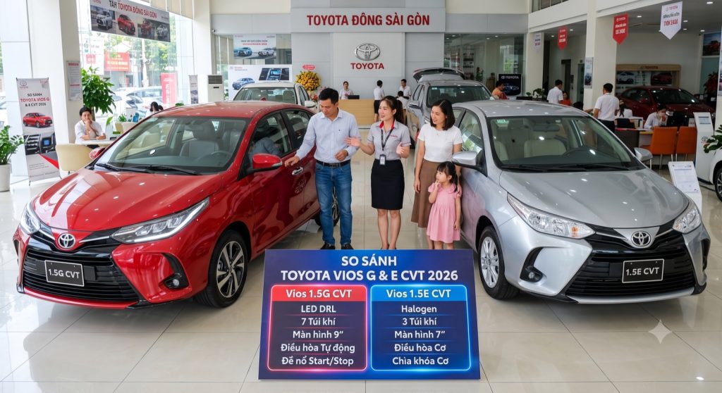 So sánh Toyota Vios E CVT và G CVT 2026